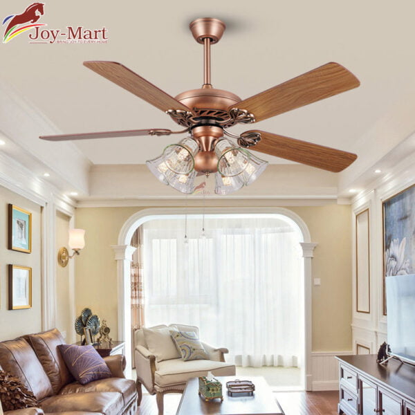 Quat Tran Den Tan Co Dien JOYMART Quat Tran Co Den 5 Canh Go Trang Tri Phong Khach Voi 6 Chao Den Pha Le MQT 2533 3