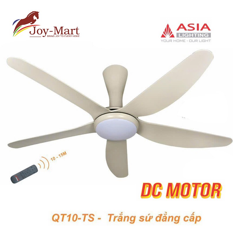 Quạt trần đèn 5 cánh màu trắng sứ đẳng cấp qt10-ts
