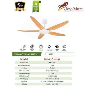 quạt trần không đèn mqt168 gỗ nhạt