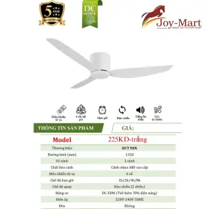 Quạt trần 3 cánh QT225 Trắng