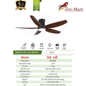 Quạt trần đèn 5 cánh QT302