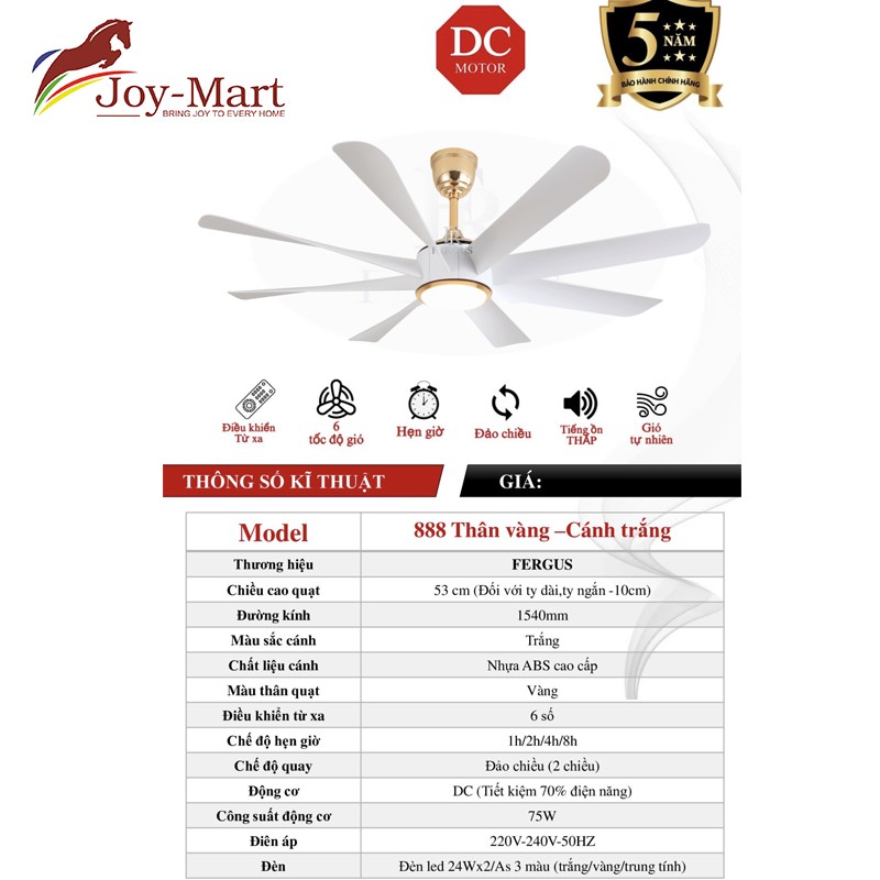 Quạt trần 888-Thân vàng